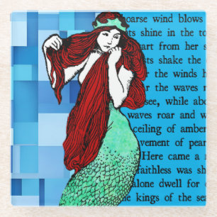 Vintage Mermaid Glass Coaster