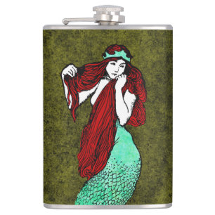 Vintage Mermaid Hip Flask