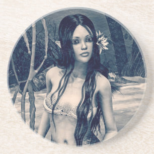 Vintage Mermaid Old Photo Fantasy Art Coaster
