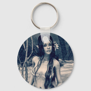 Vintage Mermaid Old Photo Fantasy Art Key Ring