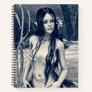 Vintage Mermaid Old Photo Fantasy Art Notebook
