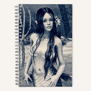 Vintage Mermaid Old Photo Fantasy Art Notebook