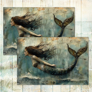VINTAGE MERMAID PAINTING DECOUPAGE TISSUE PAPER