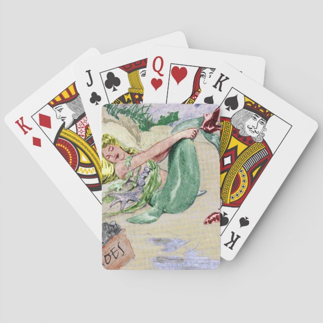 Vintage Mermaid Playing Cards (Back)