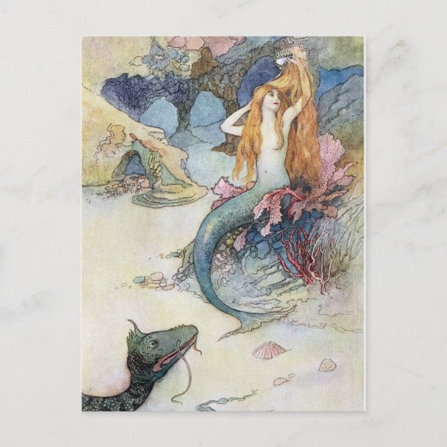 Vintage Mermaid Postcard (Front)