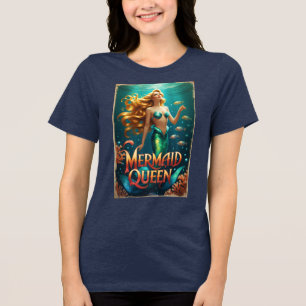 Vintage Mermaid Queen Timeless Ocean Majesty Tri-Blend Shirt