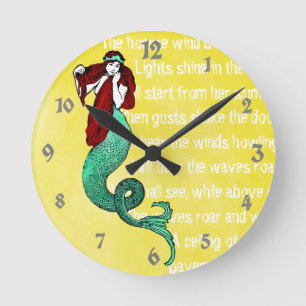 Vintage Mermaid Round Clock
