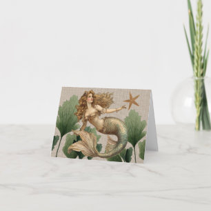 Vintage Mermaid & Sea Star Note Card
