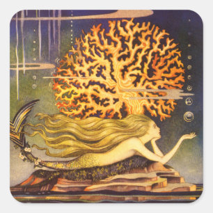 Vintage Mermaid Square Sticker