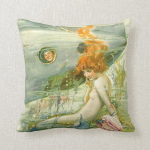 VINTAGE MERMAID THROW PILLOW