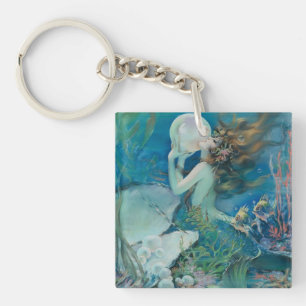 Vintage Mermaid with Pearl Keychain