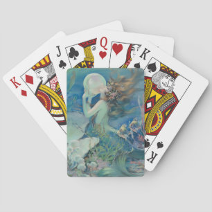 Vintage Mermaid with Pearl  Playing Cards