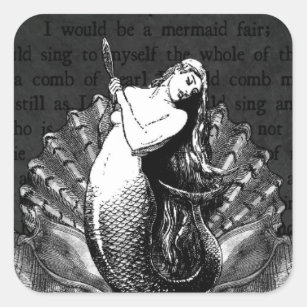 Vintage Mermaid with Seashells Square Sticker