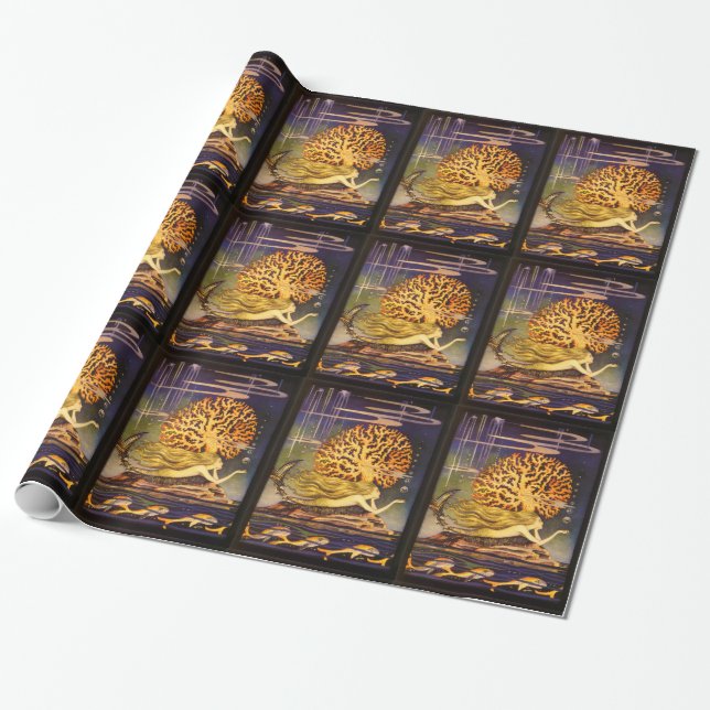 Vintage Mermaid Wrapping Paper (Unrolled)