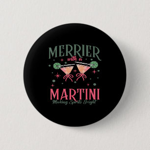 Vintage Merrier With A Martini Tail Santa Claus Xm 6 Cm Round Badge