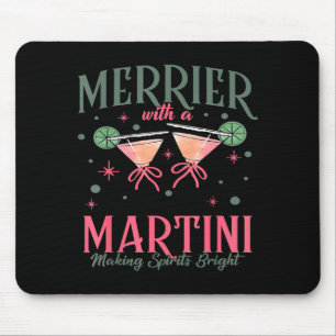Vintage Merrier With A Martini Tail Santa Claus Xm Mouse Pad