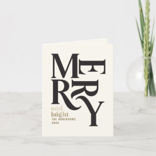 Vintage merry bright black + gold folded Christmas Announcement