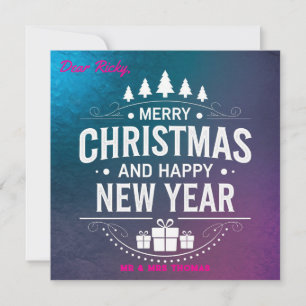 Vintage Merry Christmas and Happy New Year Holiday Invitation