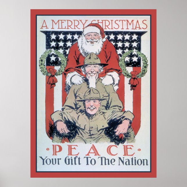 vintage Merry Christmas and peace Poster (Front)
