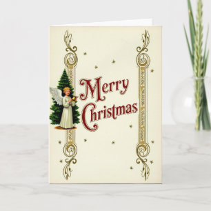 Vintage Merry Christmas Angel Card