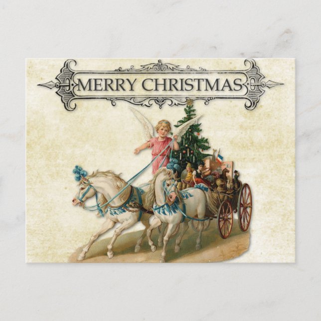 Vintage Merry Christmas Angel Postcard (Front)