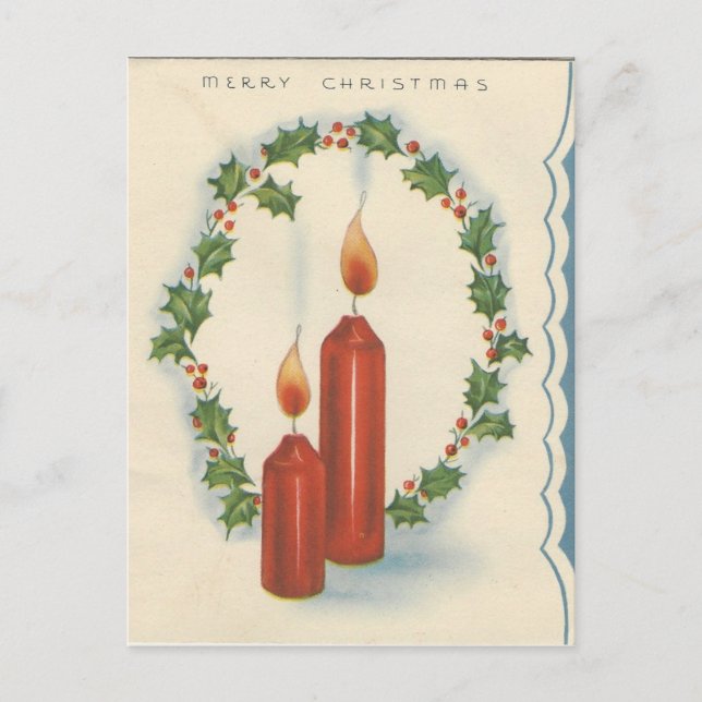 Vintage "Merry Christmas" Candles Card (Front)