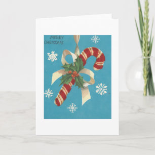 Vintage Merry Christmas Candy Cane Holiday Card
