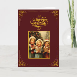 Vintage Merry Christmas Card with Singing Children