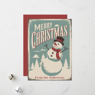 Vintage Merry Christmas Custom Flat Holiday Card