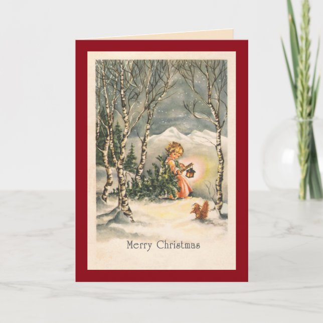 Vintage Merry Christmas Custom Greeting Card (Front)