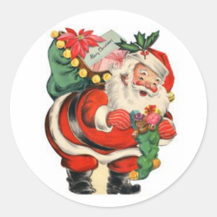 Vintage Merry Christmas Delivery Santa Claus Classic Round Sticker