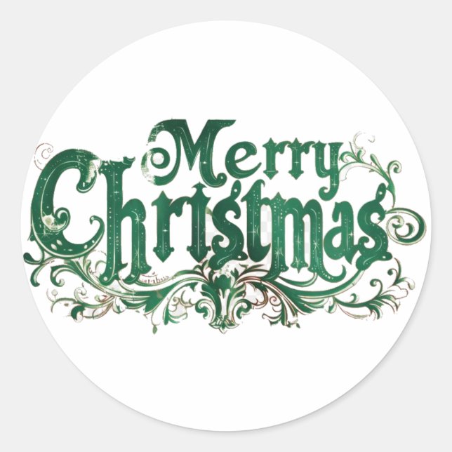 Vintage Merry Christmas design2 Classic Round Sticker (Front)