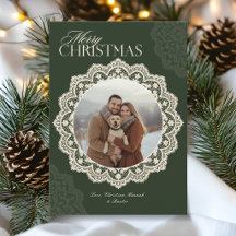 Vintage Merry Christmas Doilies Frame Photo