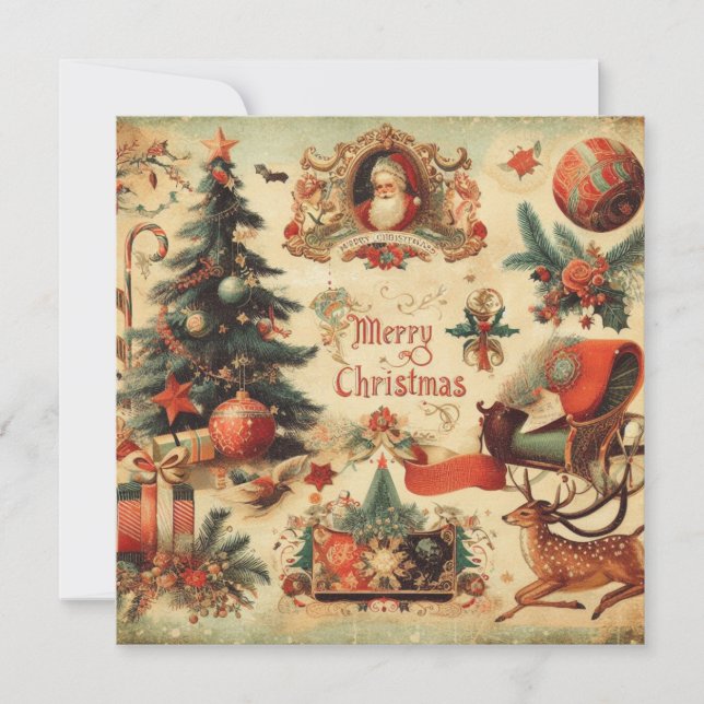 Vintage Merry Christmas Ephemera Card (Front)