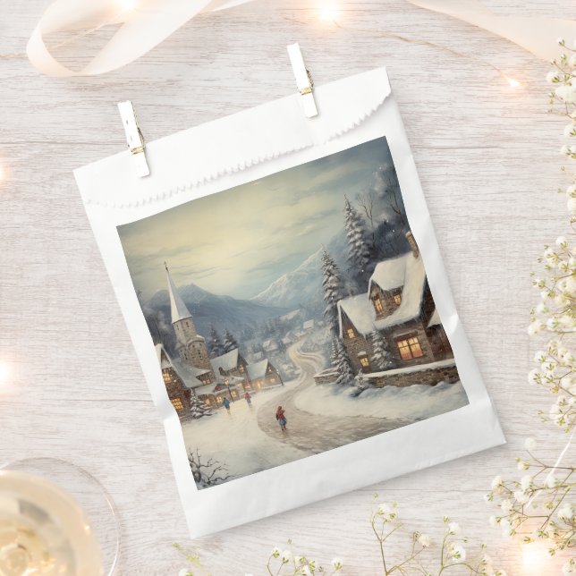 Vintage Merry Christmas Favour Bag (Clipped)