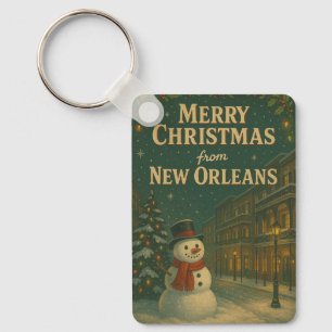 Vintage Merry Christmas from New Orleans Key Ring