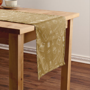 vintage merry christmas  gift box pattern short table runner