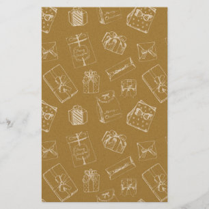 vintage merry christmas  gift box pattern stationery