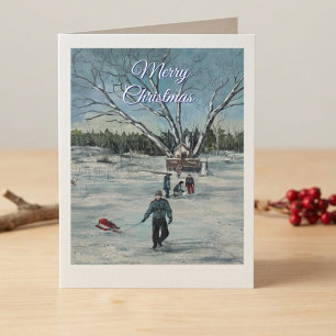 Vintage Merry Christmas Hand Scribble Personalise Card