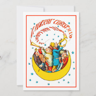 Vintage Merry Christmas Happy New Year in the Moon
