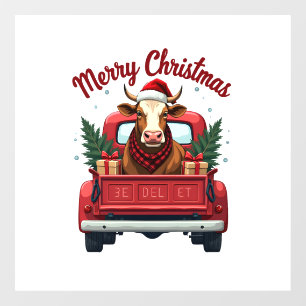 Vintage Merry Christmas Highland Cow Red Truck Hol