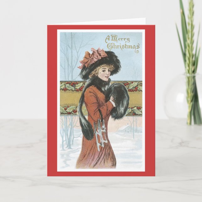 Vintage Merry Christmas Holiday Card (Front)