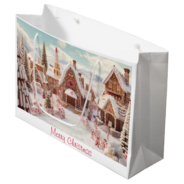 Vintage Merry Christmas Large Gift Bag (Front Angled)