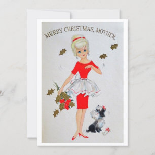 Vintage Merry Christmas Mother Holiday Card