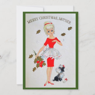 Vintage Merry Christmas Mother Holiday Card