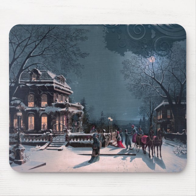 Vintage Merry Christmas Mouse Pad (Front)
