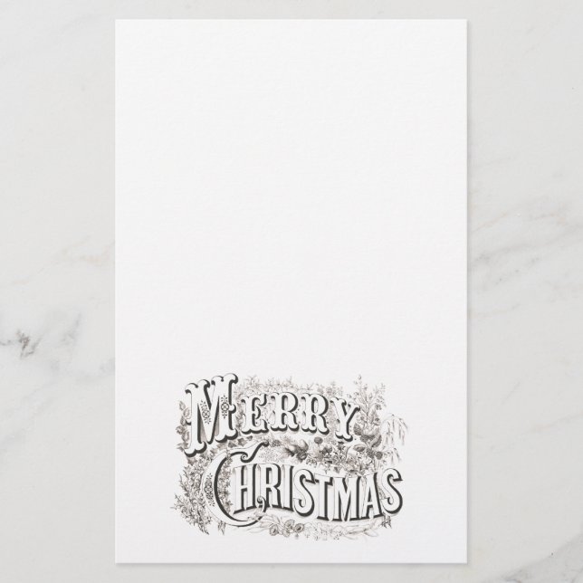 VINTAGE "MERRY CHRISTMAS" ON STATIONERY (Front)