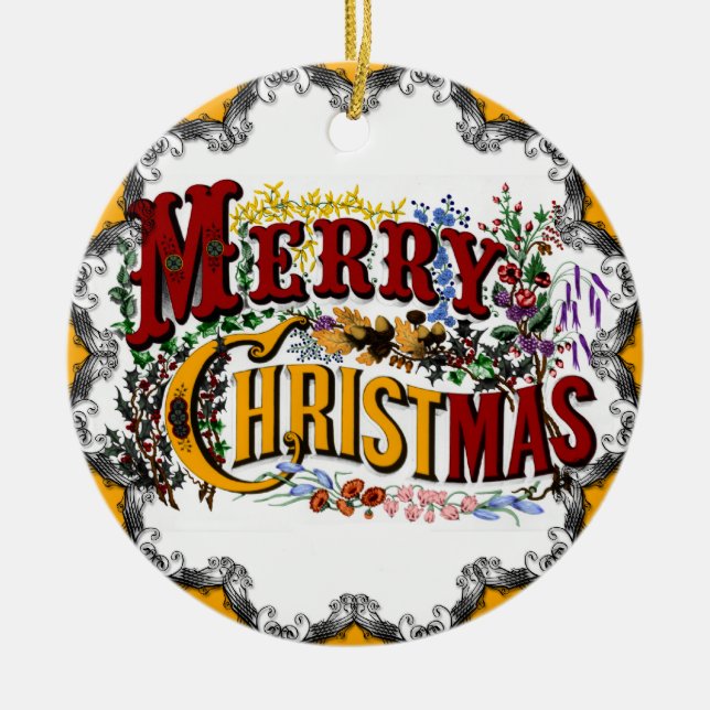 Vintage Merry Christmas Ornament (Front)