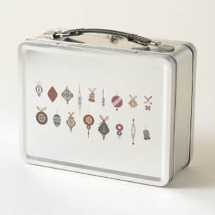 Vintage Merry Christmas Ornaments Metal Lunch Box