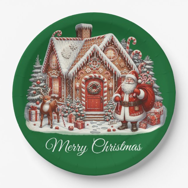 Vintage Merry Christmas  Paper Plate (Front)